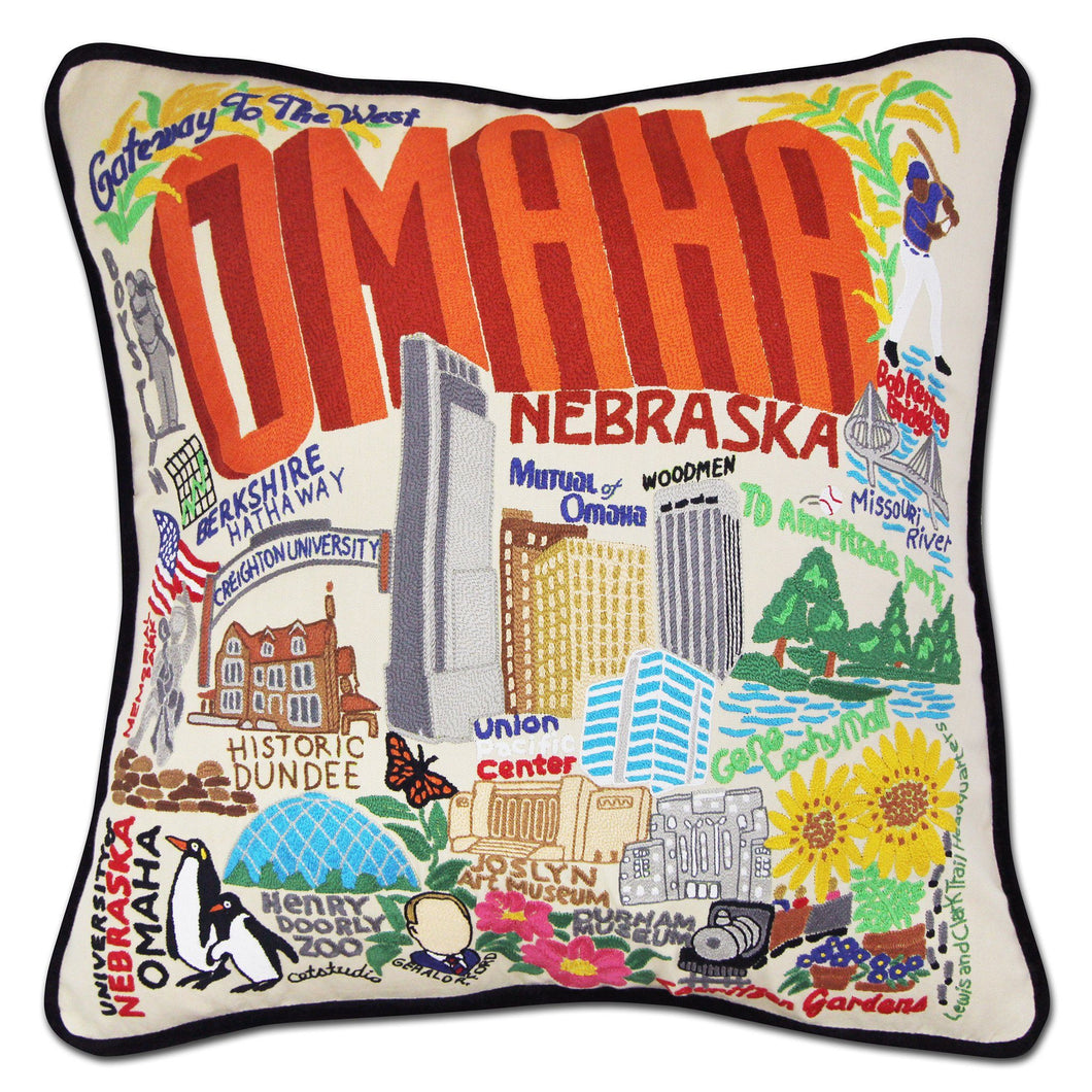 Omaha Hand-Embroidered Pillow - catstudio