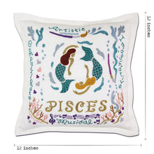 Load image into Gallery viewer, Pisces Astrology Hand-Embroidered Pillow Pillow catstudio
