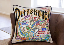 Load image into Gallery viewer, Pittsburgh Hand-Embroidered Pillow - catstudio