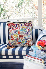 Load image into Gallery viewer, Portland, ME Hand-Embroidered Pillow - catstudio