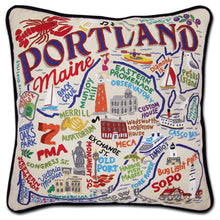 Load image into Gallery viewer, Portland, ME Hand-Embroidered Pillow - catstudio