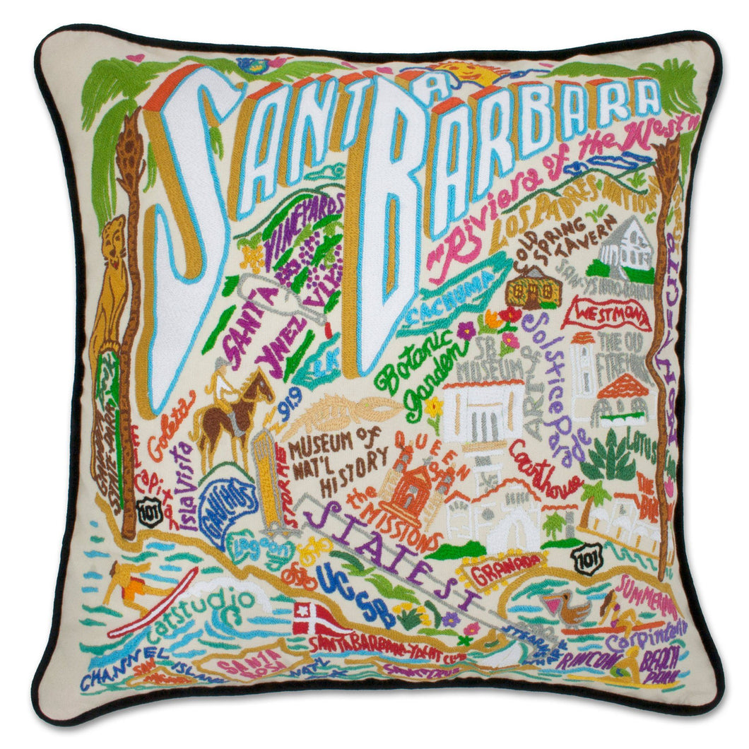 Santa Barbara Hand-Embroidered Pillow - catstudio