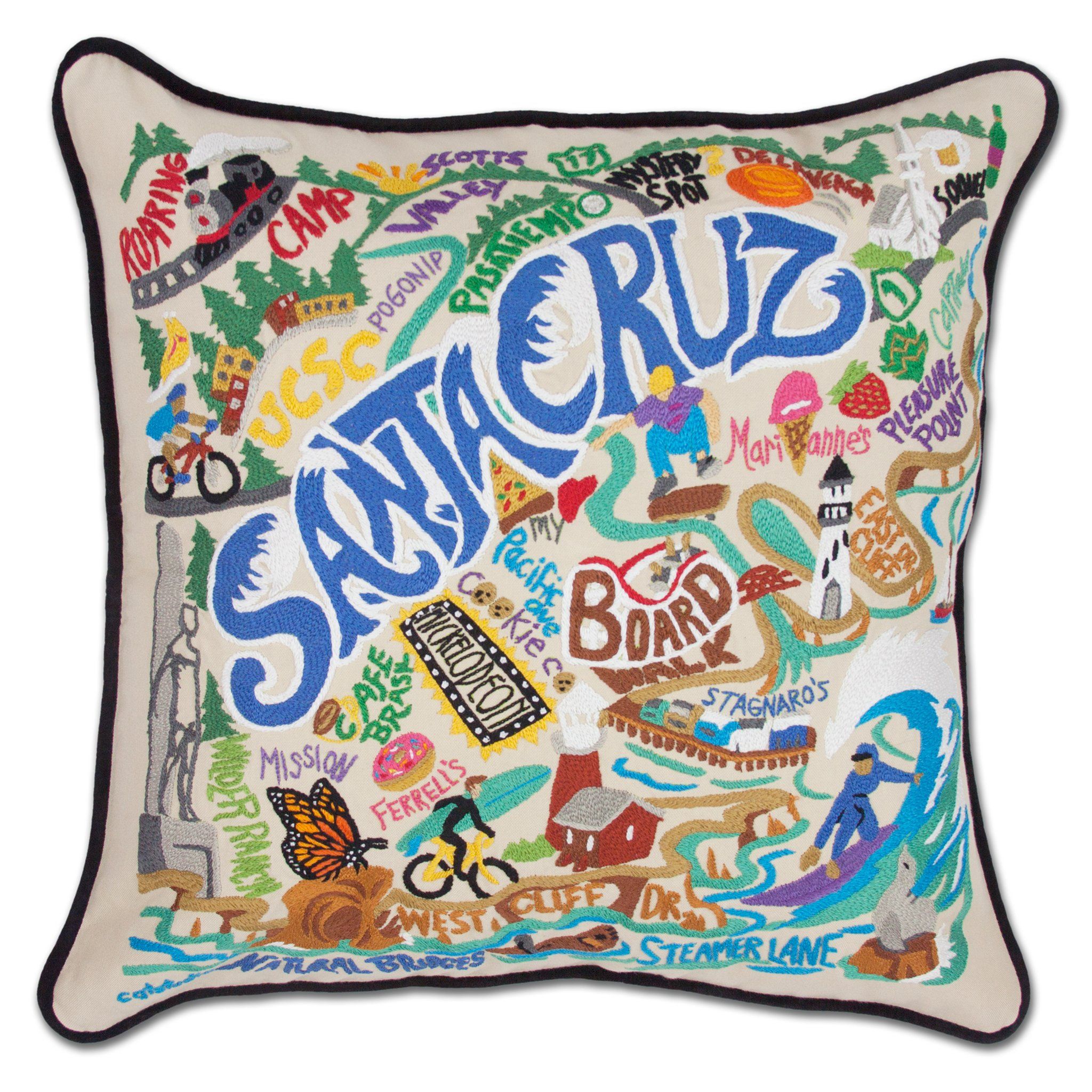 Santa Cruz Hand-Embroidered Pillow | California Collection by