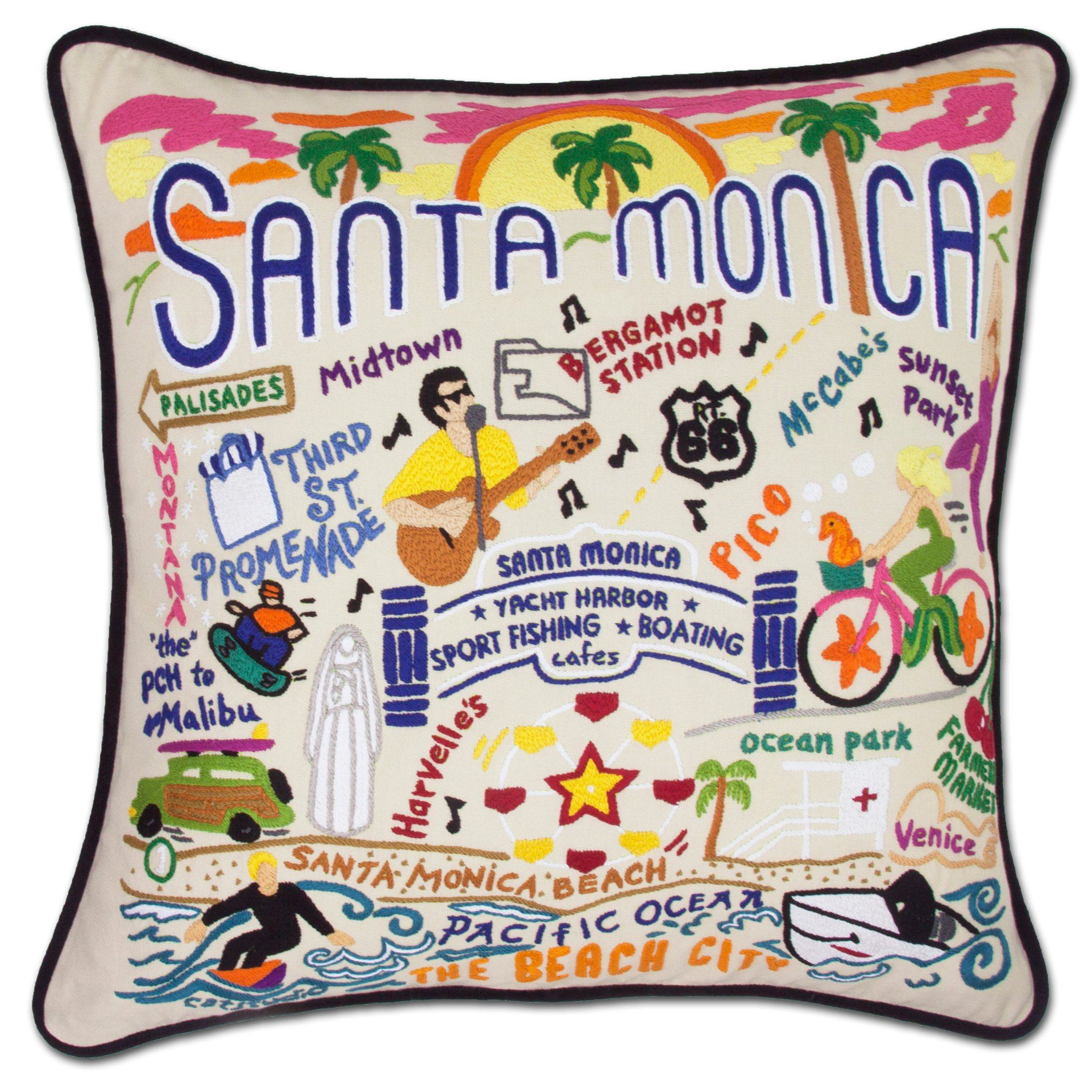 Santa Monica Hand-Embroidered Pillow | California Collection by