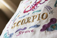 Load image into Gallery viewer, Scorpio Astrology Hand-Embroidered Pillow - catstudio