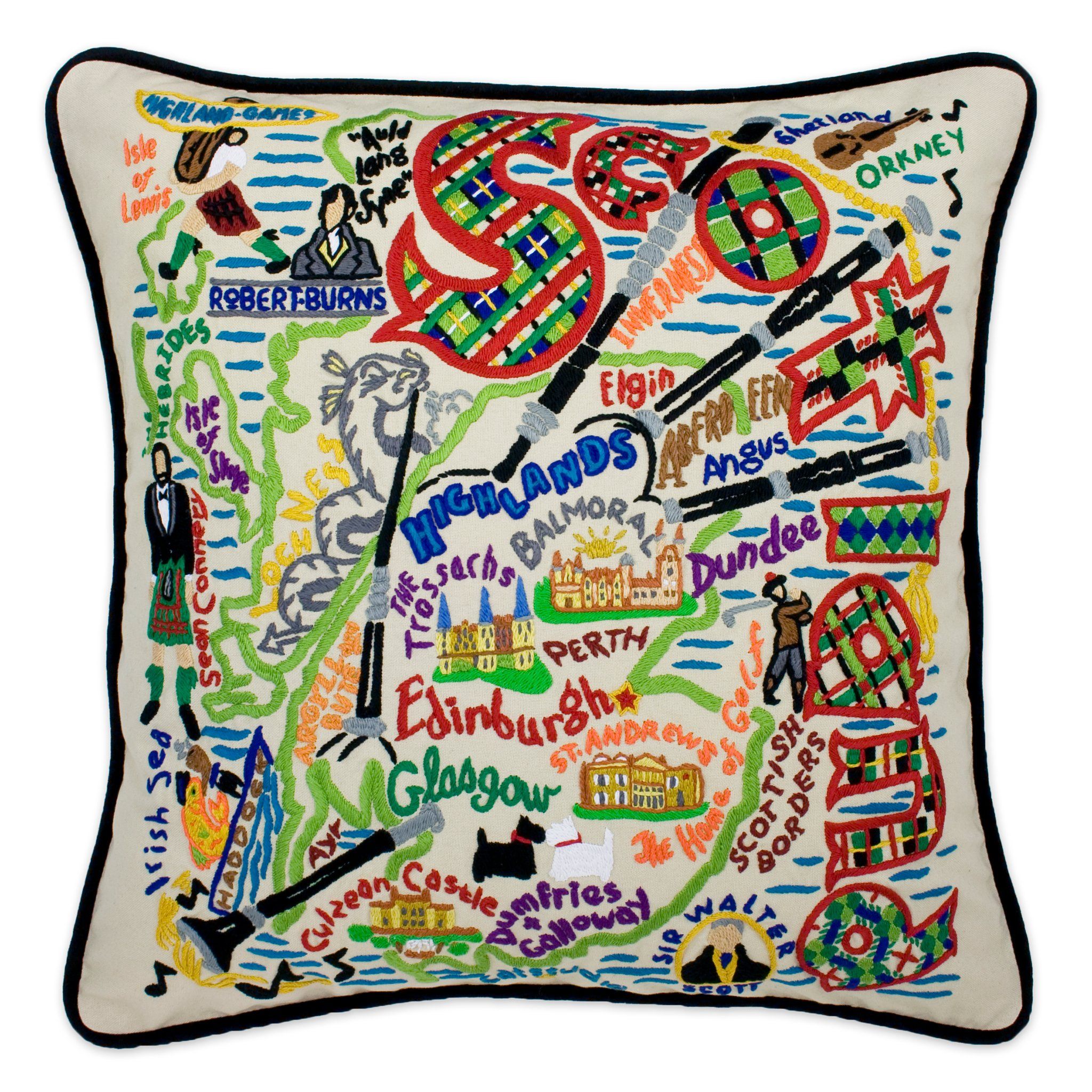 クッション　catstudio アメリカ雑貨 Scotland Hand-Embroidered Pillow | International Collection by