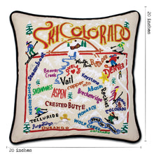Load image into Gallery viewer, Ski Colorado Hand-Embroidered Pillow - catstudio