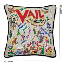 Load image into Gallery viewer, Ski Vail Hand-Embroidered Pillow - catstudio