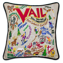 Load image into Gallery viewer, Ski Vail Hand-Embroidered Pillow - catstudio
