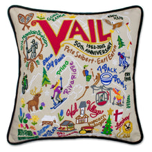Load image into Gallery viewer, Ski Vail Hand-Embroidered Pillow - catstudio