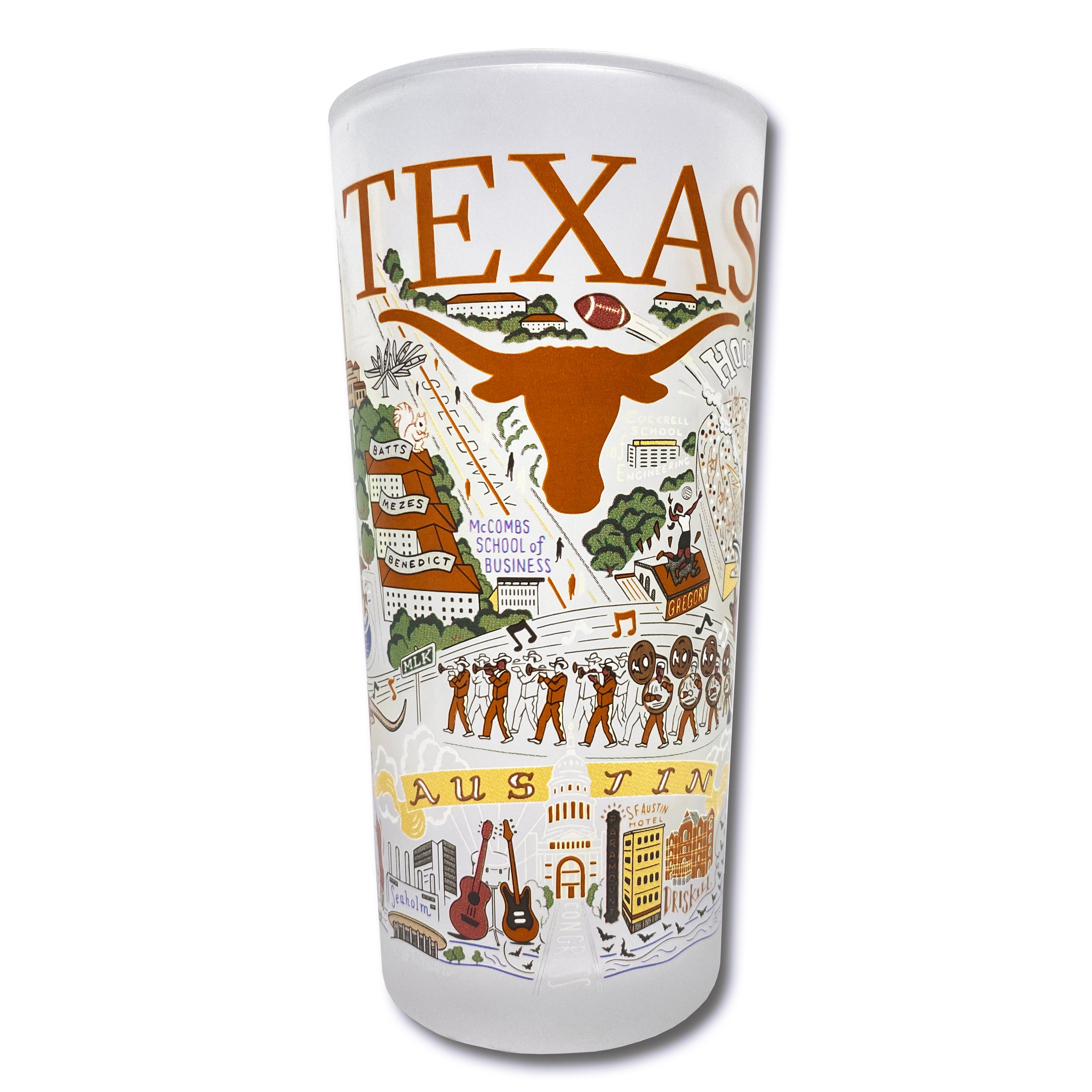 University of Texas Drinking Glass Collegiate Collection by catstudio