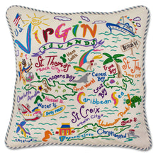 Load image into Gallery viewer, Virgin Islands Hand-Embroidered Pillow - catstudio