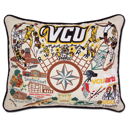 Virginia Commonwealth University (VCU) Collegiate Embroidered Pillow - catstudio