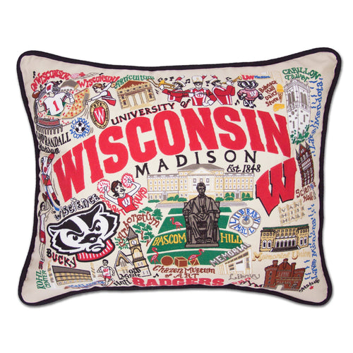 Wisconsin, University of Collegiate Embroidered Pillow - catstudio 