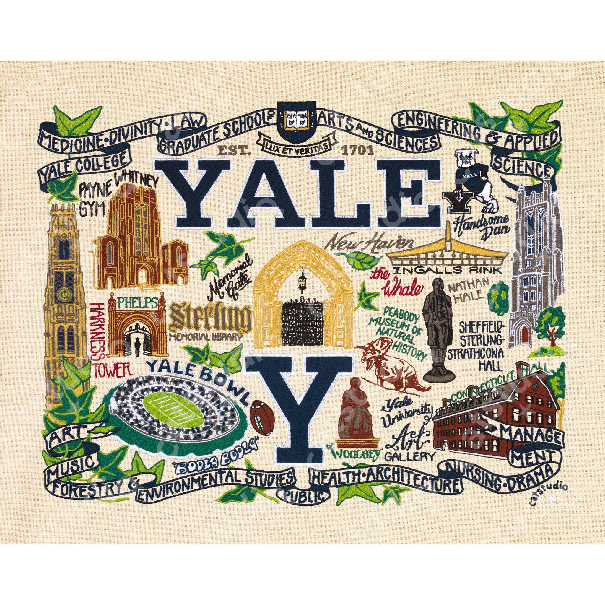 Yale University Fine Art Print Collegiate Collection by catstudio