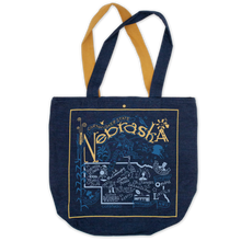 Load image into Gallery viewer, Nebraska Denim Tote Bag
