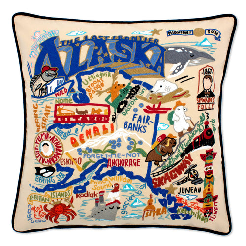 Alaska Hand-Embroidered Pillow Pillow catstudio 