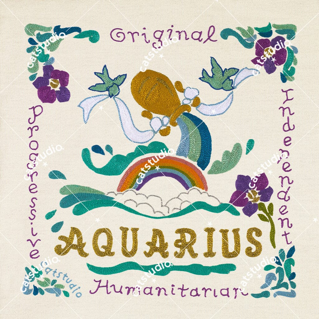 Aquarius Astrology Fine Art Print - 8x8 Art Print catstudio