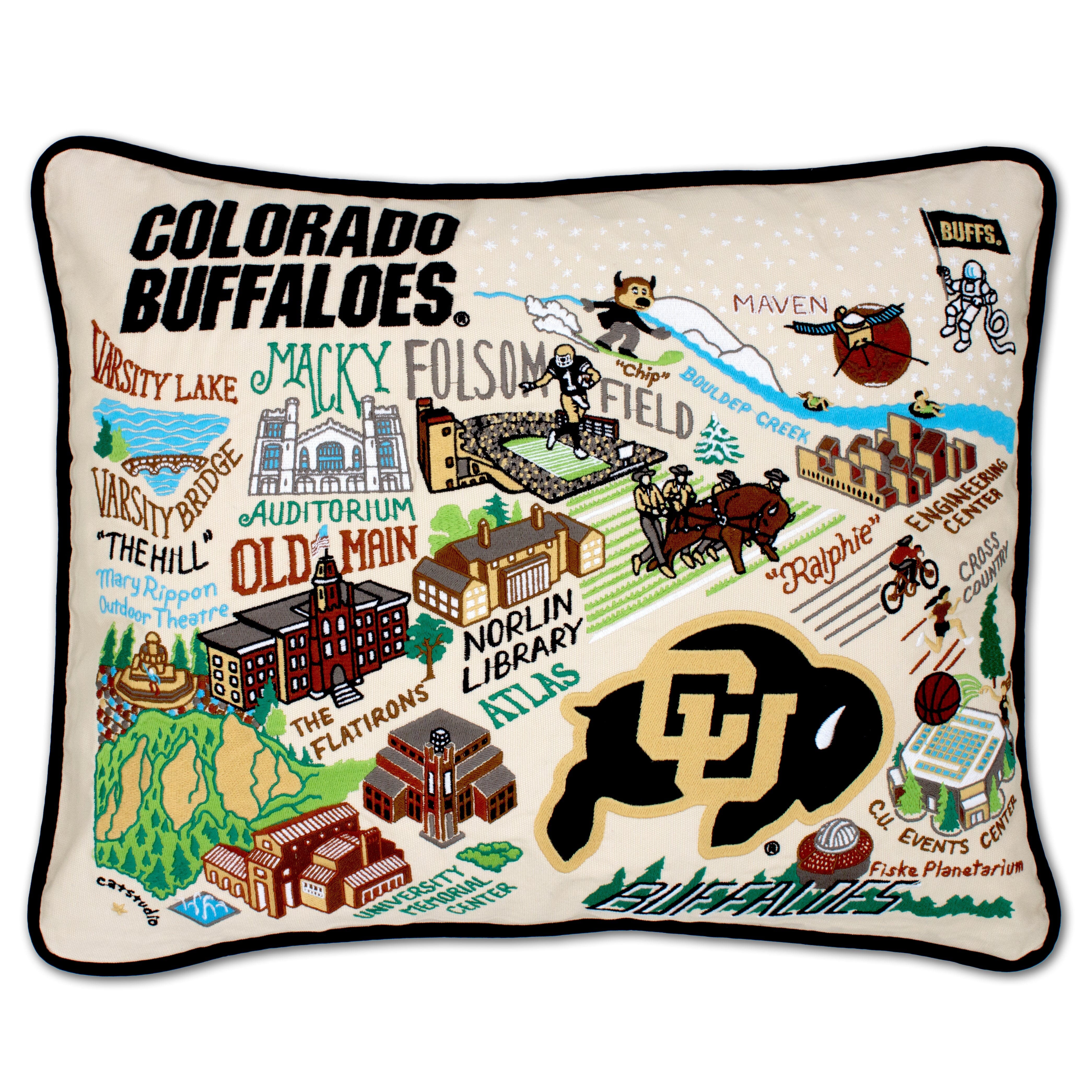 Boulder, University of Colorado Collegiate Embroidered Pillow