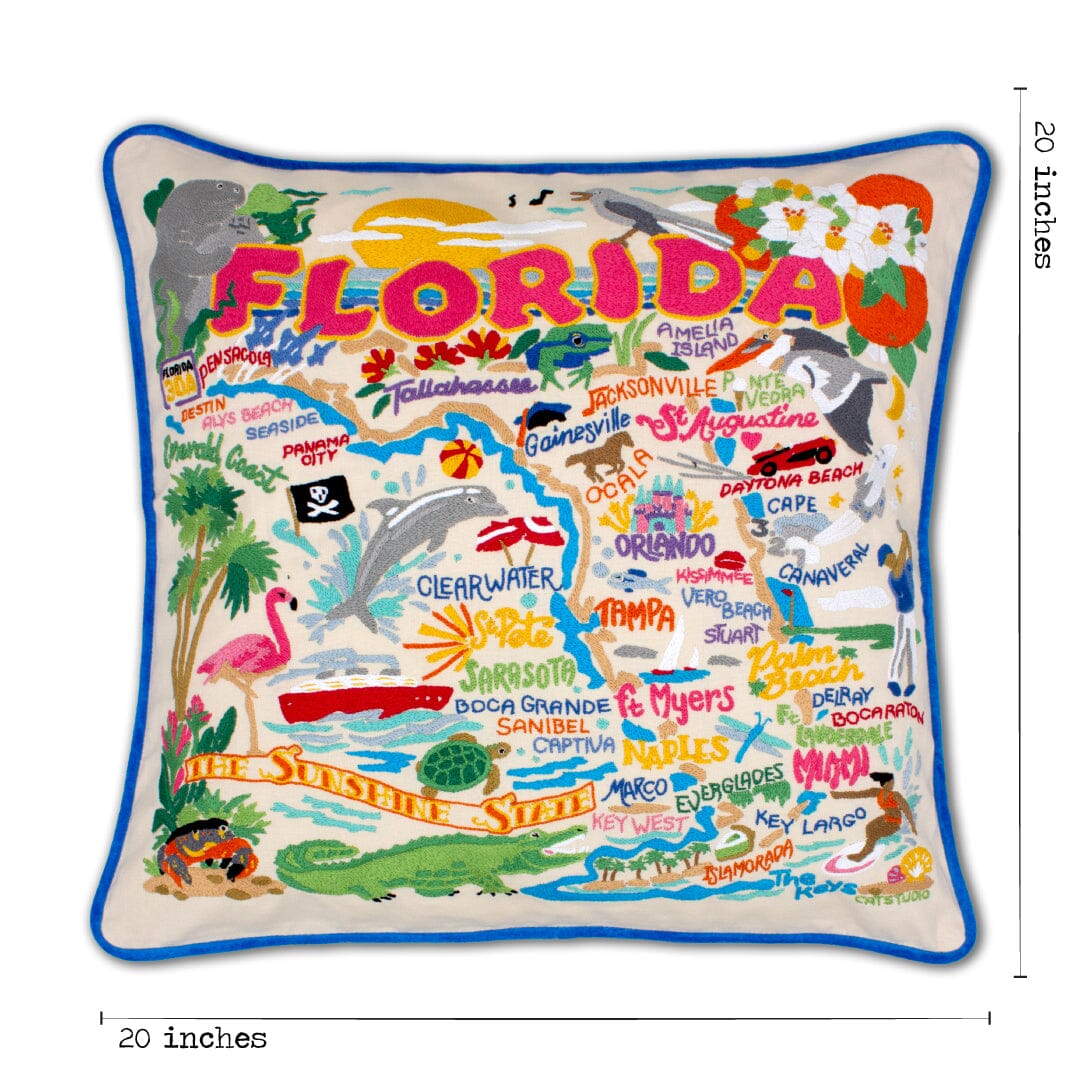 Florida Hand-Embroidered Pillow | State Collection by catstudio