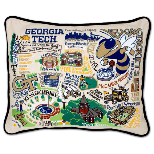 Georgia Tech Collegiate Embroidered Pillow Pillow catstudio