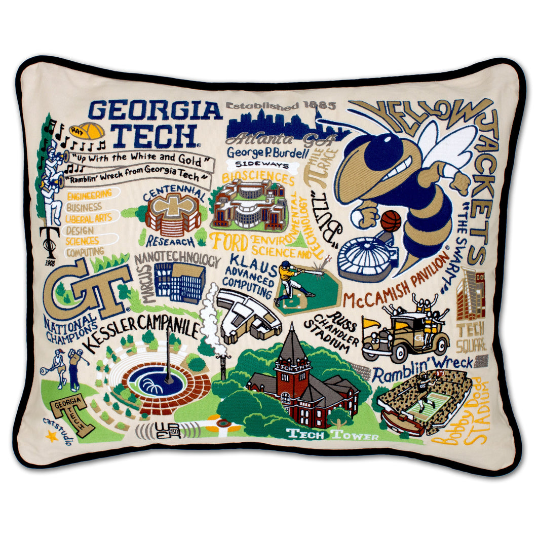 Georgia Tech Collegiate Embroidered Pillow Pillow catstudio