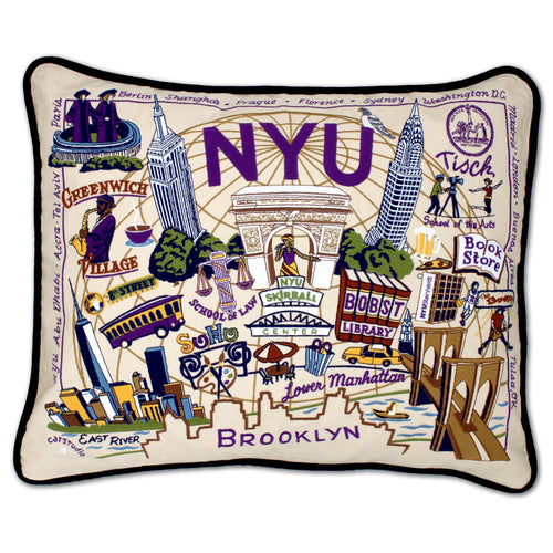 New York University (NYU) Collegiate Embroidered Pillow Pillow catstudio