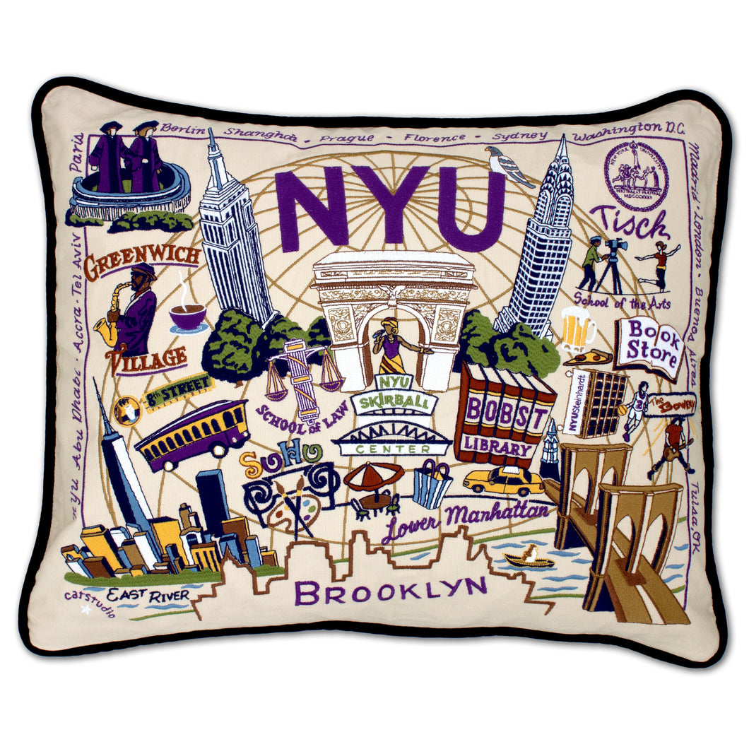 New York University (NYU) Collegiate Embroidered Pillow Pillow catstudio