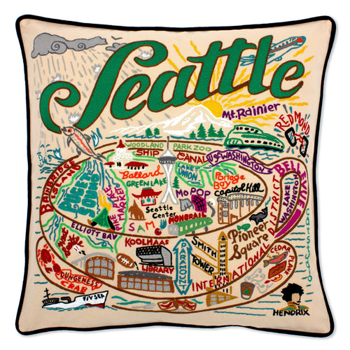 Seattle Hand-Embroidered Pillow Pillow catstudio 