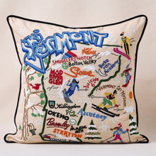 Load image into Gallery viewer, Ski Vermont Hand-Embroidered Pillow Pillow catstudio 
