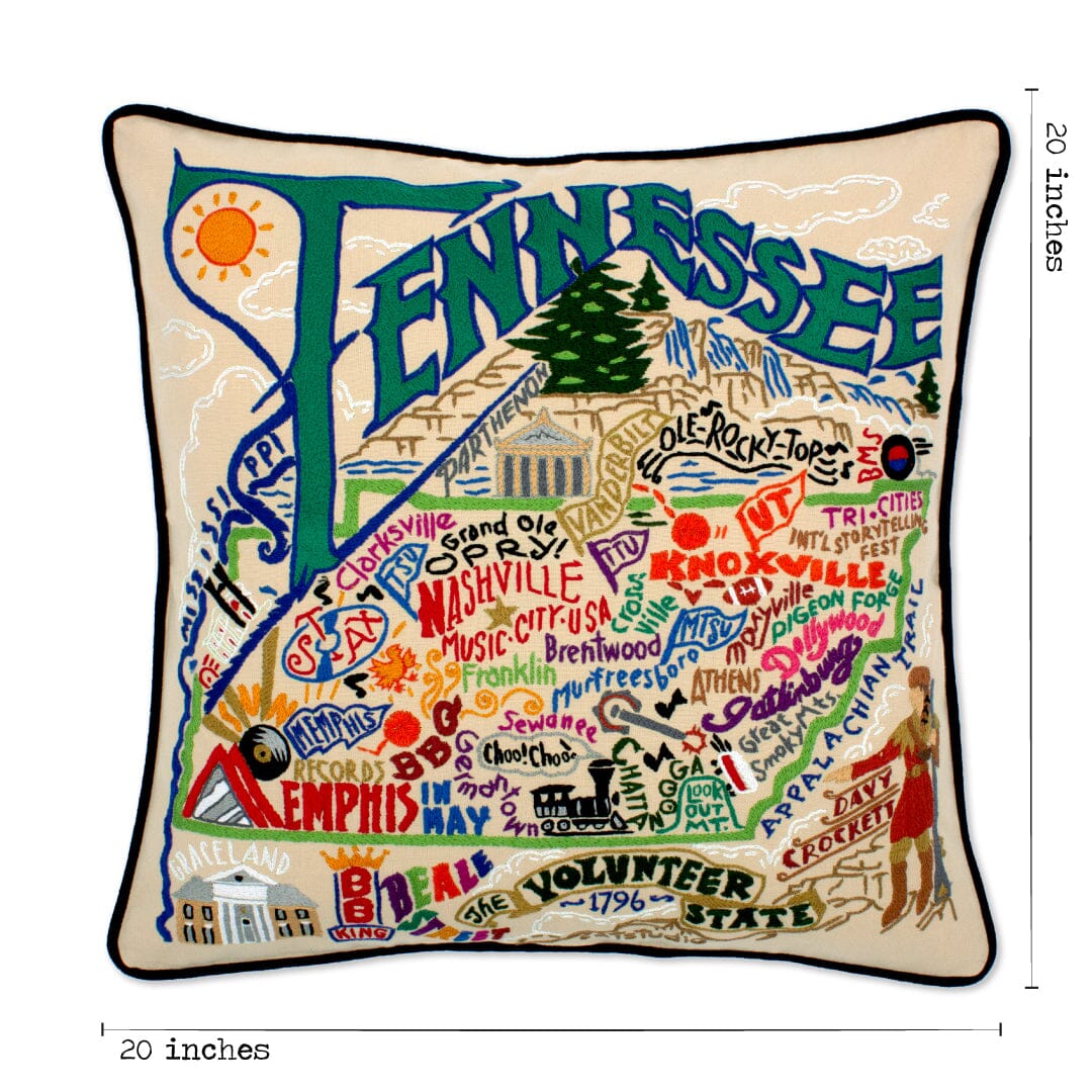 Tennessee Hand-Embroidered Pillow | State Collection by catstudio