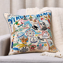 Load image into Gallery viewer, Virginia Beach Hand-Embroidered Pillow Pillow catstudio 
