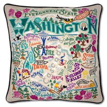 Load image into Gallery viewer, Washington Hand-Embroidered Pillow Pillow catstudio
