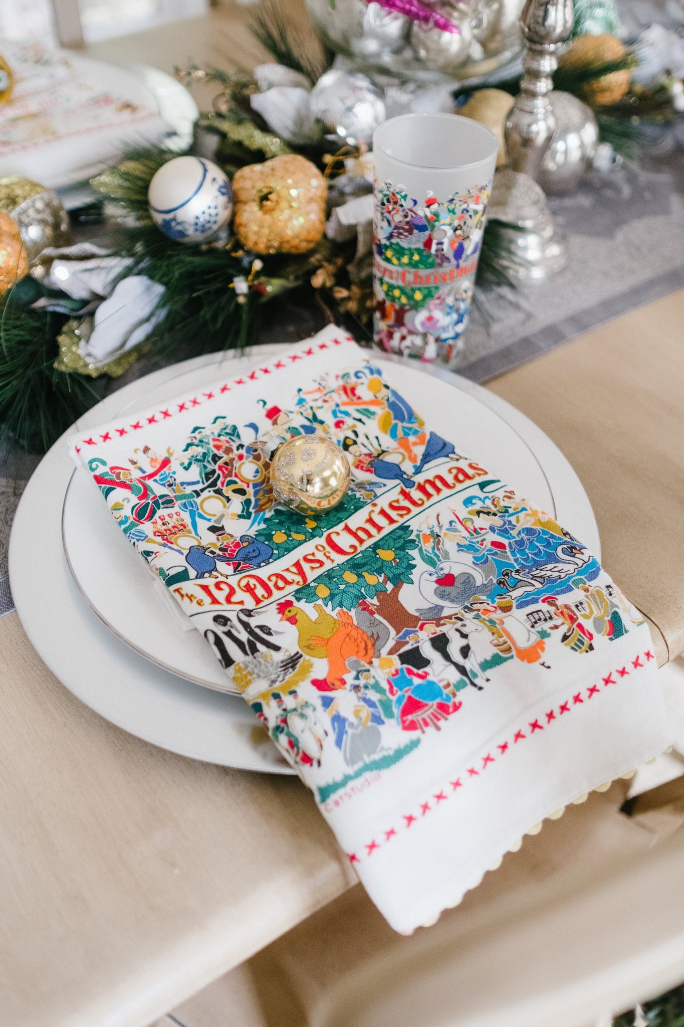 12 Days of Christmas Dish Towel  Holiday Collection by catstudio –  catstudio
