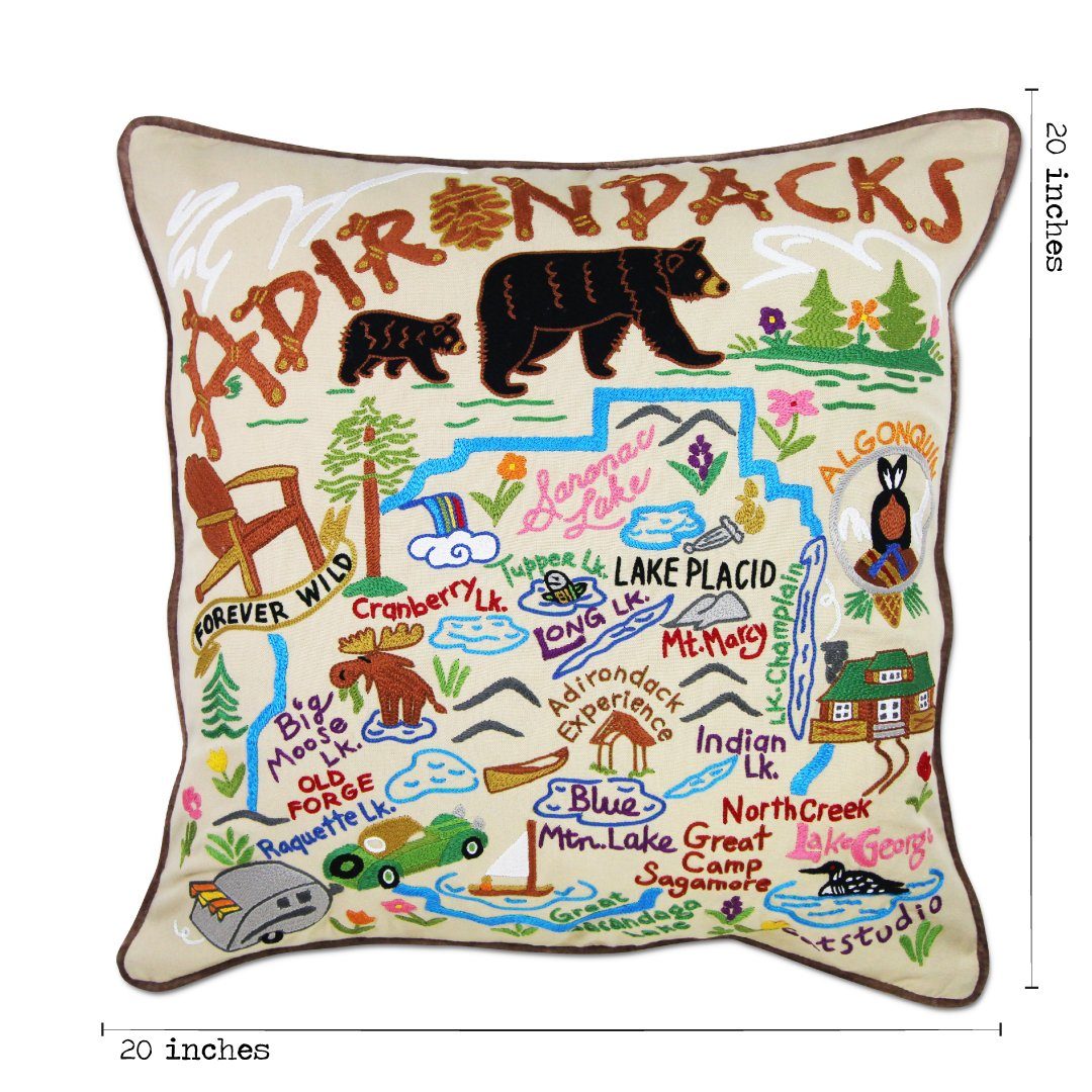 クッション　catstudio Adirondacks Hand-Embroidered Pillow | National Parks Collection by