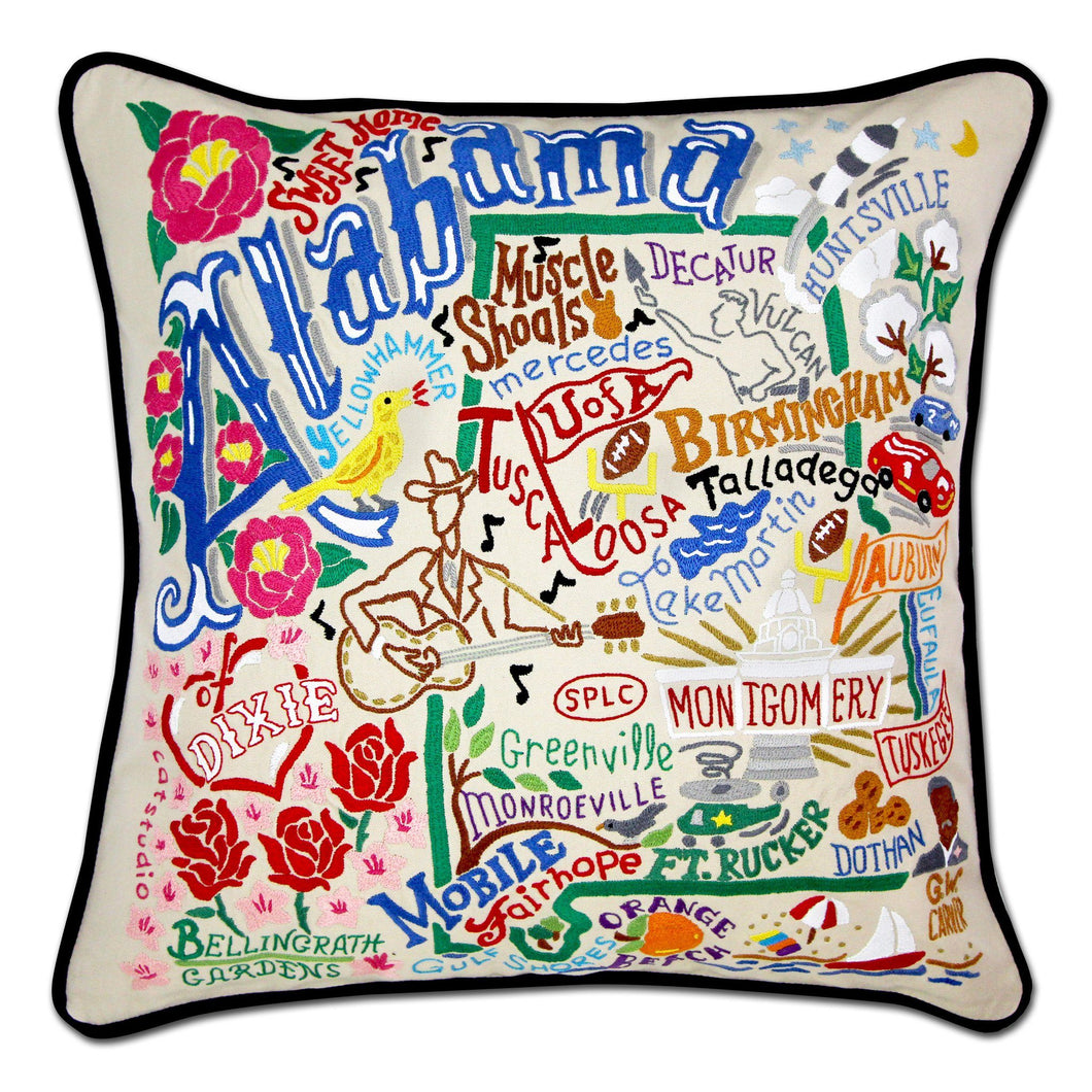 Alabama Hand-Embroidered Pillow - catstudio