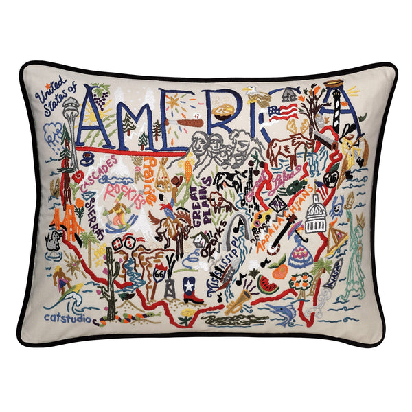 クッション　catstudio アメリカ雑貨 America Hand-Embroidered Pillow | International Collection by