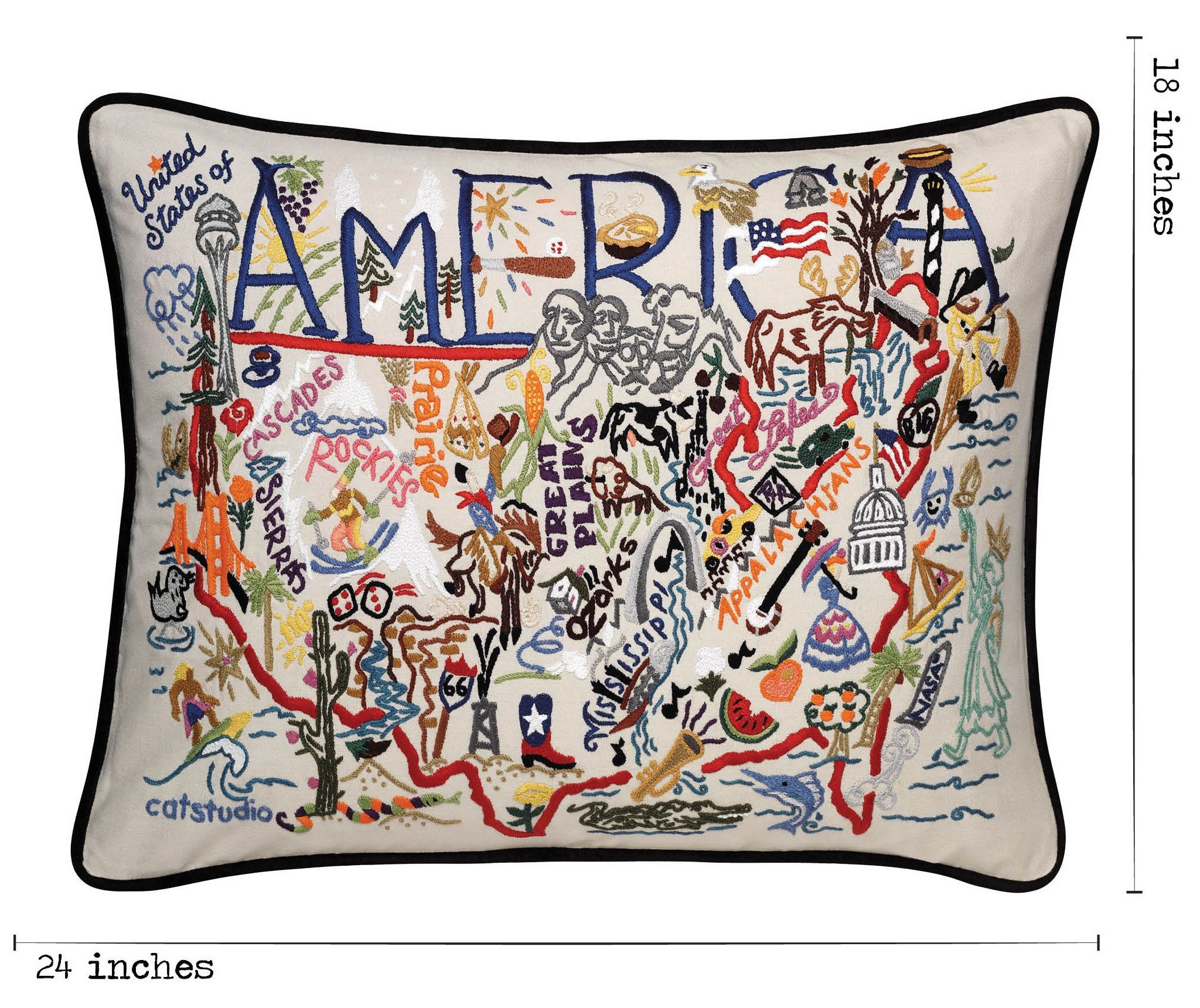 クッション　catstudio アメリカ雑貨 America Hand-Embroidered Pillow | International Collection by