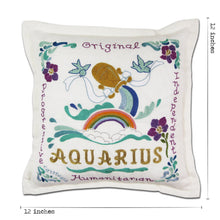 Load image into Gallery viewer, Aquarius Astrology Hand-Embroidered Pillow Pillow catstudio
