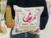 Load image into Gallery viewer, Aquarius Astrology Hand-Embroidered Pillow - catstudio
