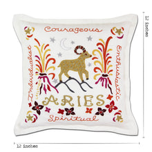Load image into Gallery viewer, Aries Astrology Hand-Embroidered Pillow Pillow catstudio
