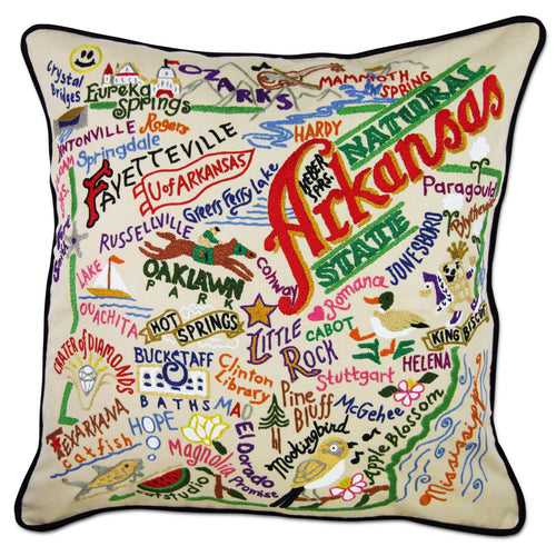 Arkansas Hand-Embroidered Pillow Pillow catstudio 