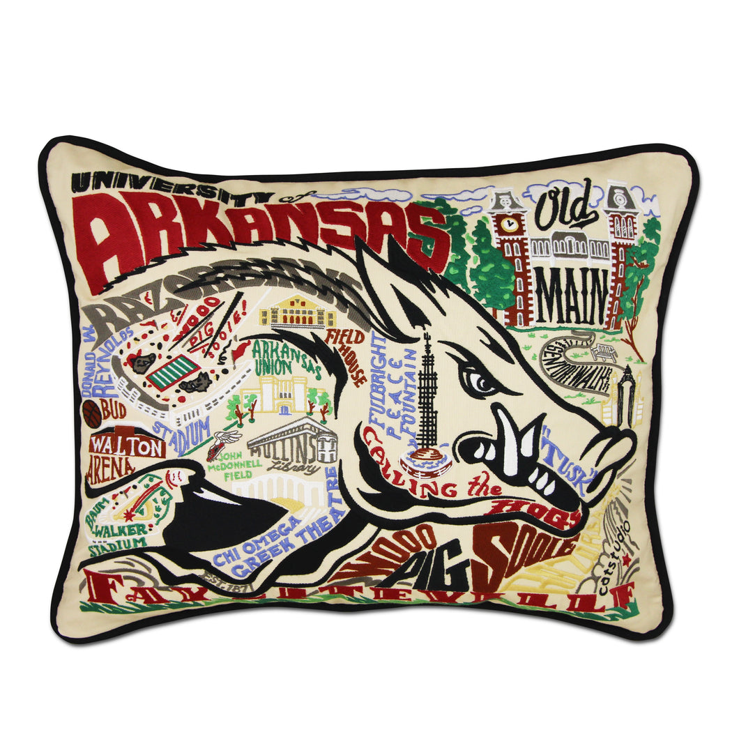 Arkansas, University of Collegiate Embroidered Pillow Pillow catstudio 