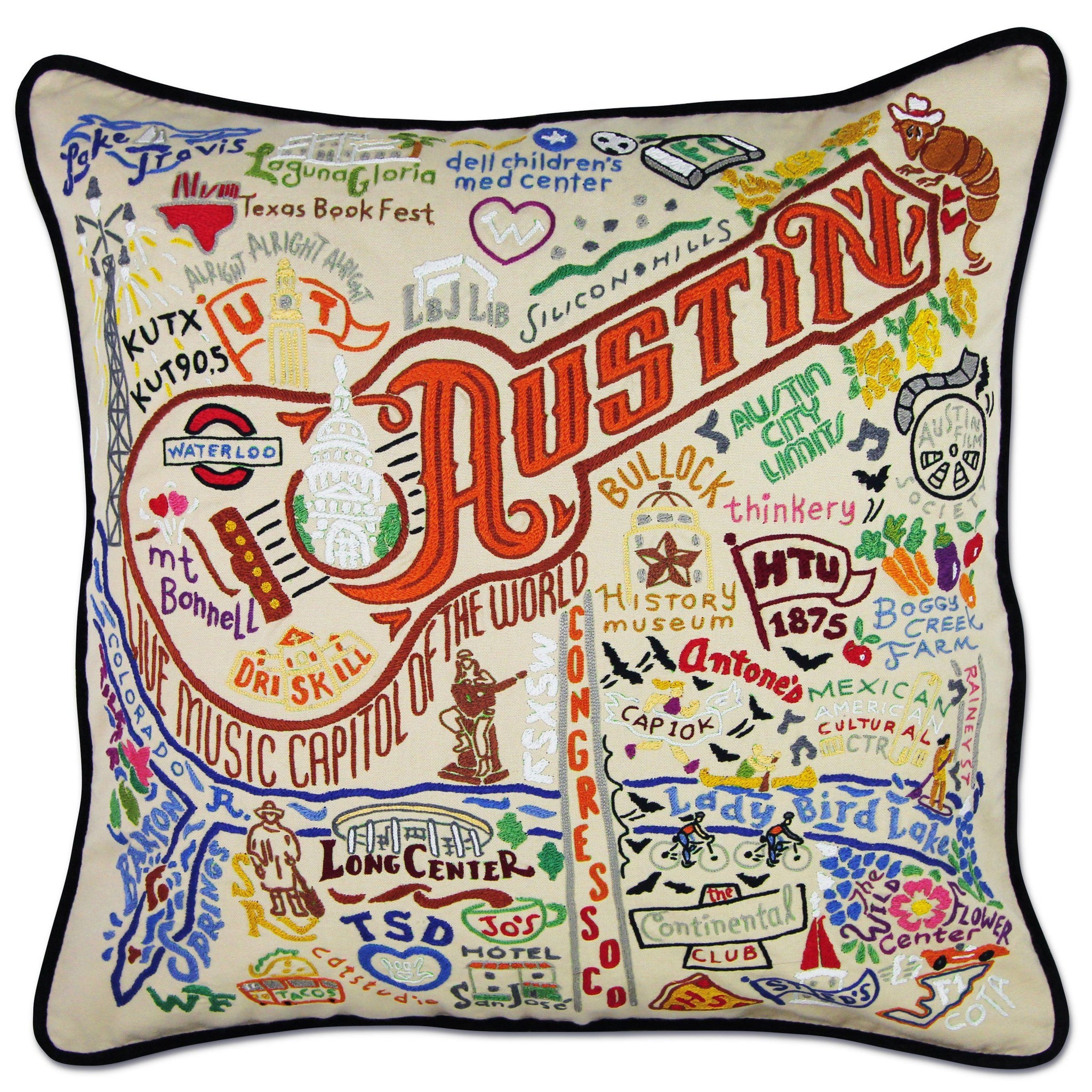 Austin Hand-Embroidered Pillow | Texas Collection by catstudio
