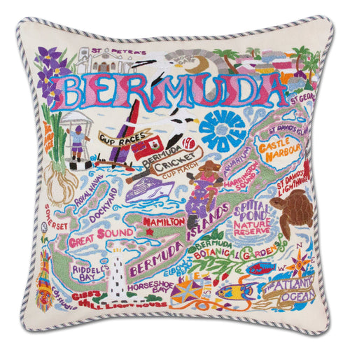 Bermuda Hand-Embroidered Pillow - catstudio