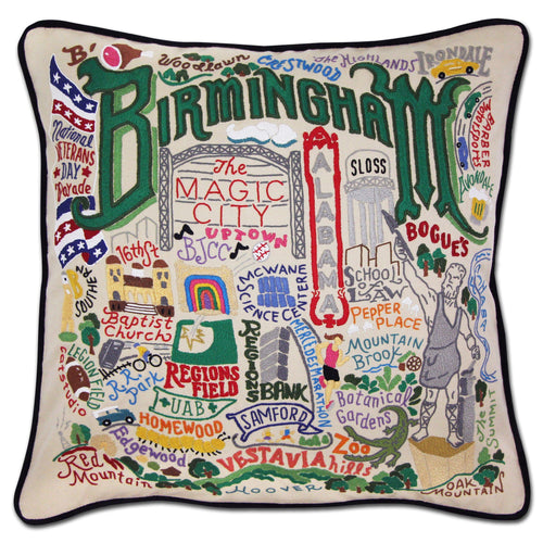 Birmingham Hand-Embroidered Pillow - catstudio