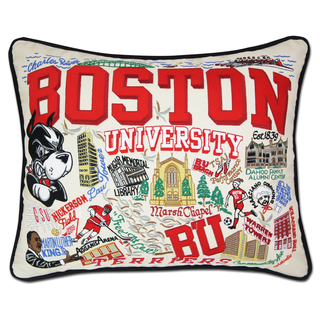 Boston University Collegiate Embroidered Pillow - catstudio