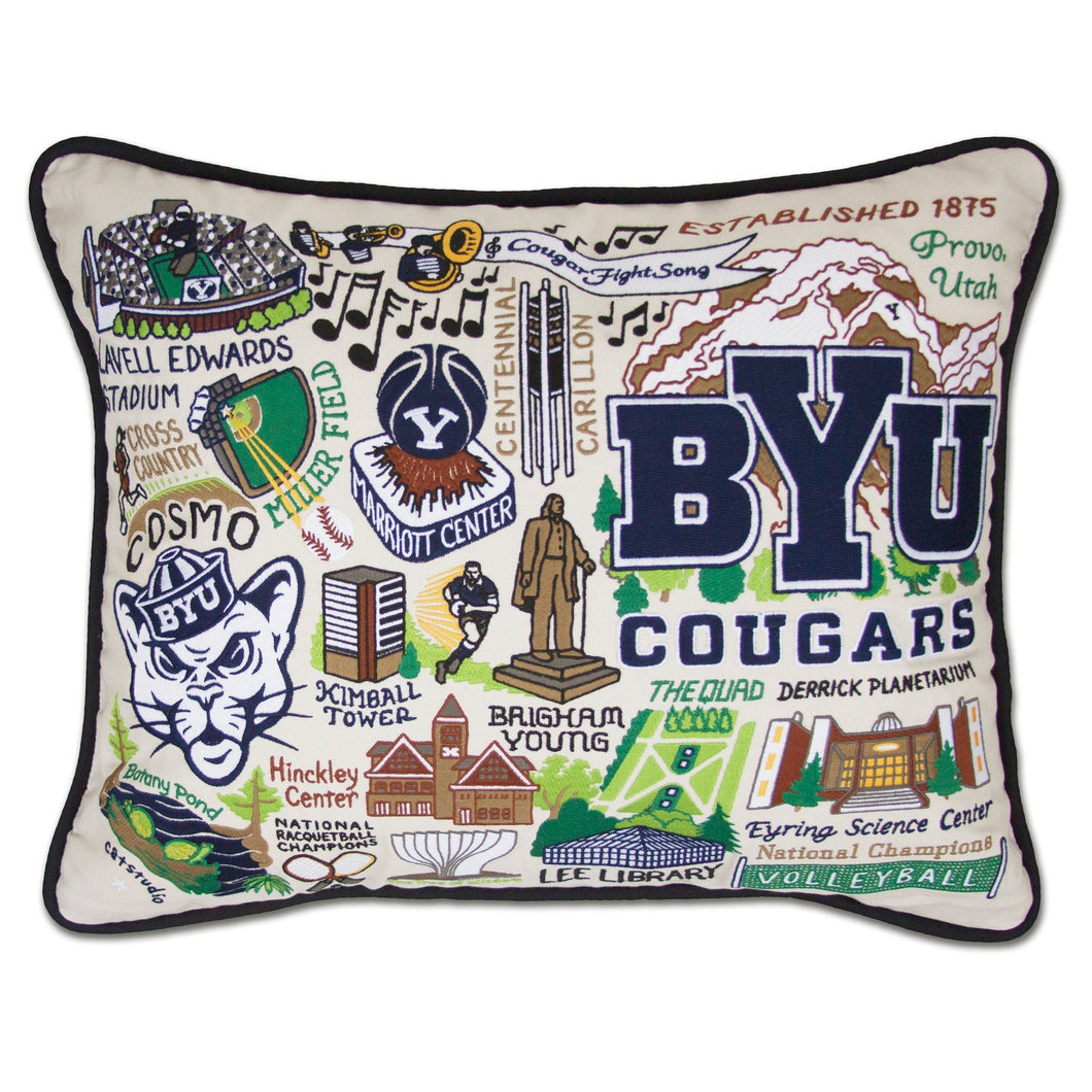 Brigham Young University (BYU) Collegiate Embroidered Pillow - catstudio