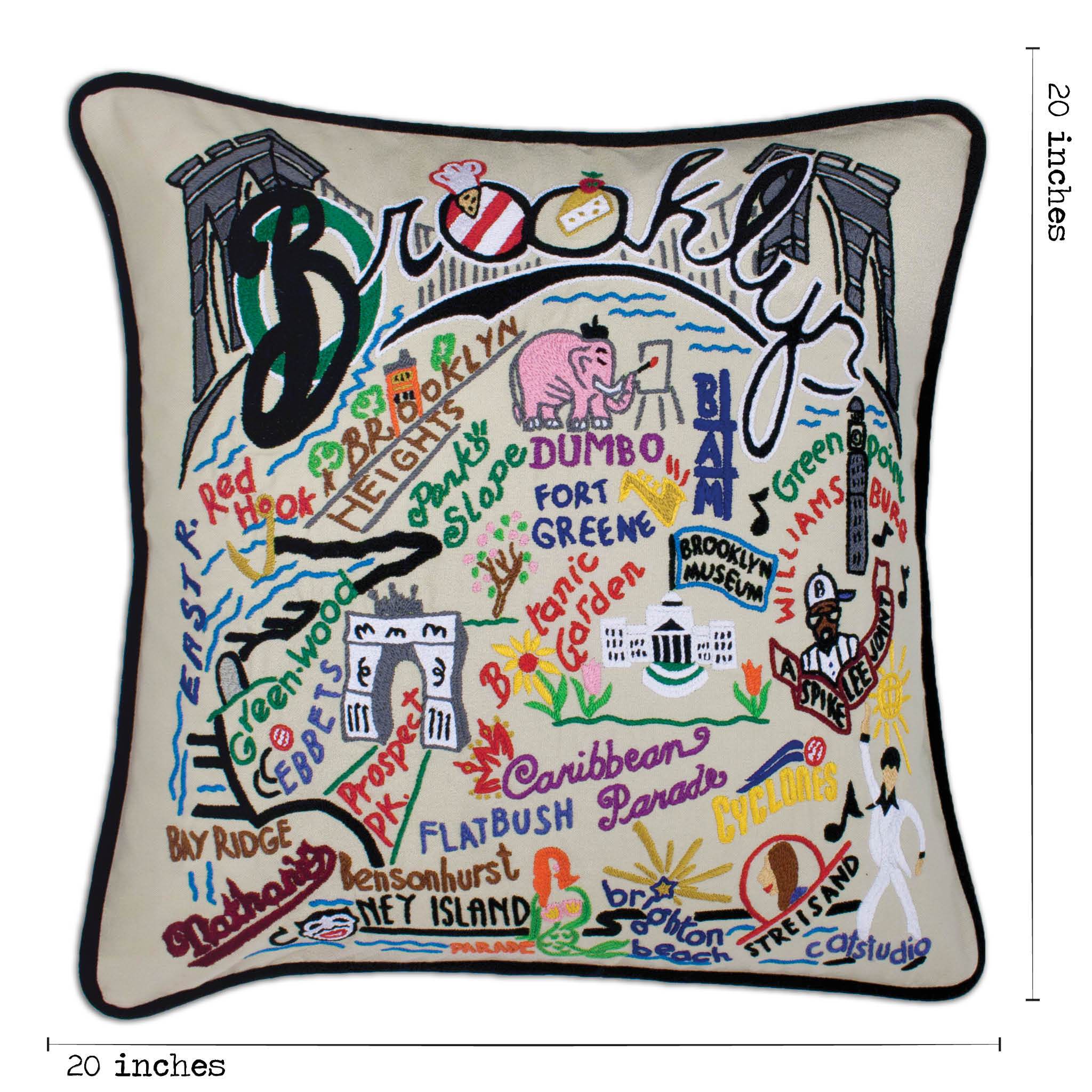 Brooklyn Hand-Embroidered Pillow | New York Collection by