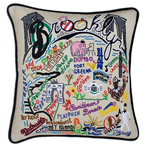 Brooklyn Hand-Embroidered Pillow - catstudio